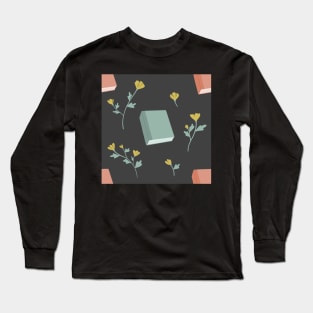 Books and Flowers Gray Long Sleeve T-Shirt